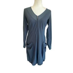 Sunlight‎ Paris Dress Womens Size T2 Small Blue Green Lagenlook Full Zip L/SL
